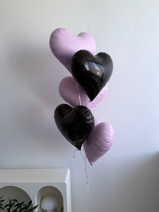 Black & Pink Heart Bouquet
