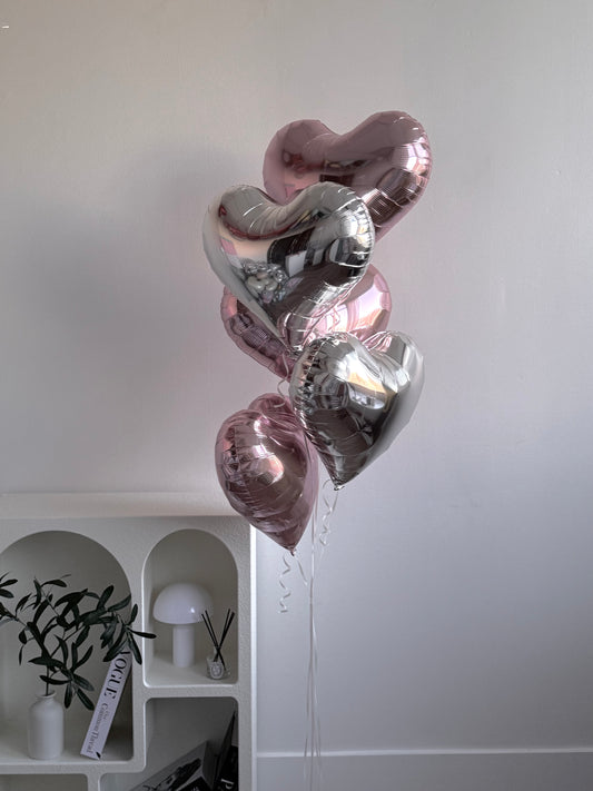 Pink & Silver Heart Bouquet